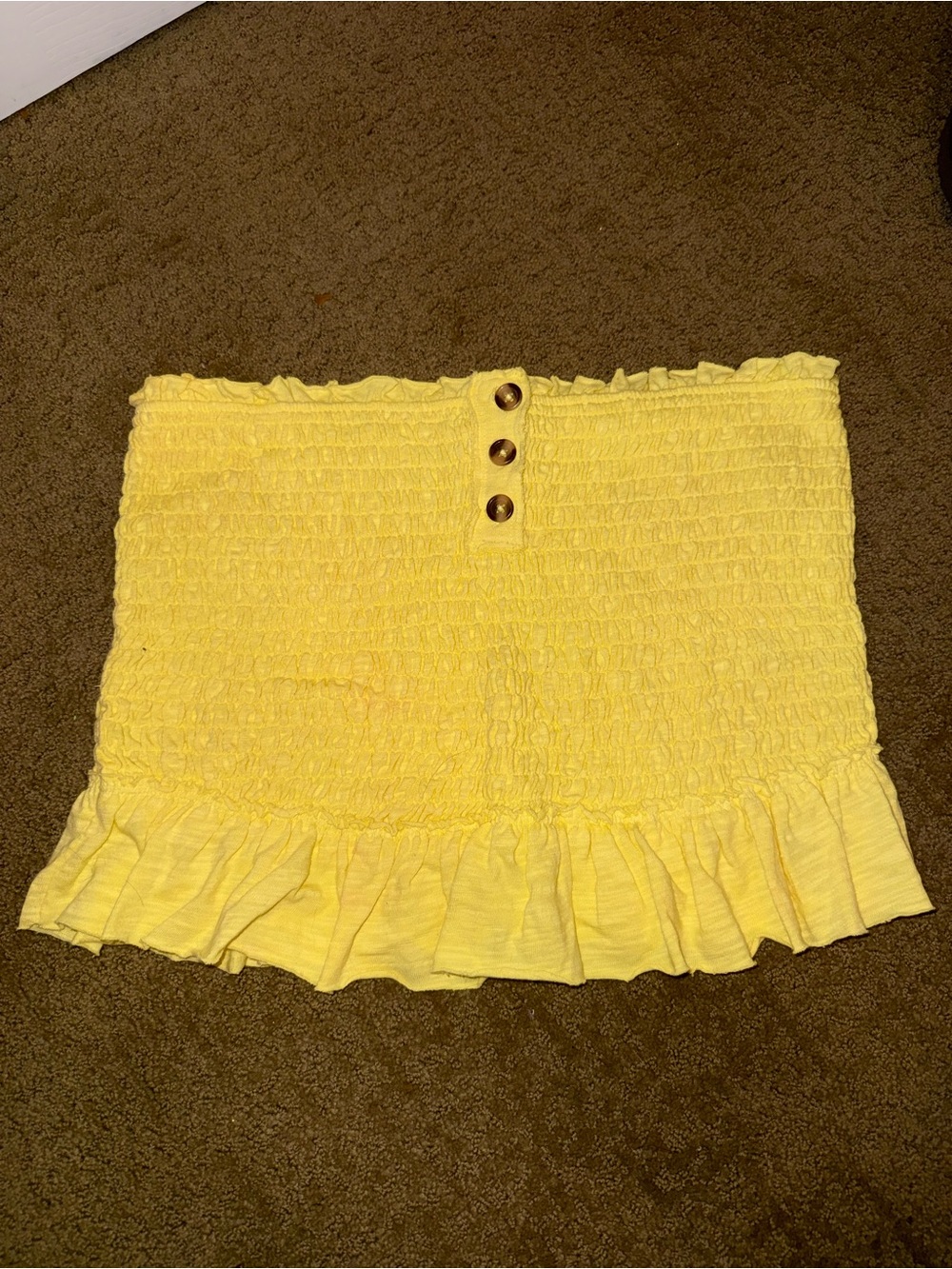 Yellow Smocked Ruffle Tube Top